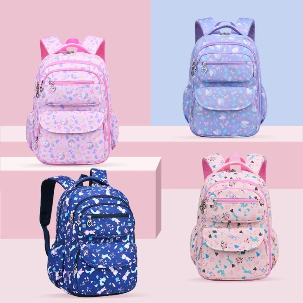 Colorful children's school backpack with cartoon design